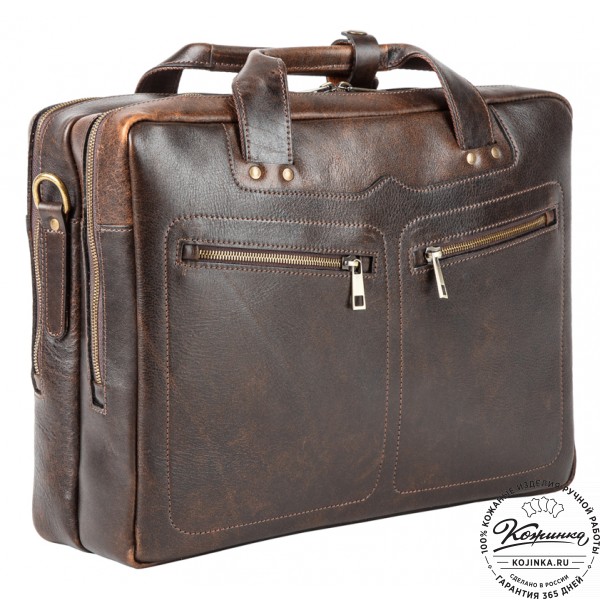 Кожаная мужская сумка-рюкзак "Генри" (коричневый эксклюзив). фото 1